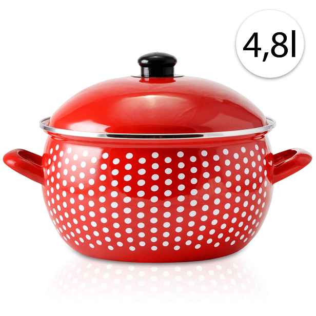 Perfect Home 15613 Smaltovaný hrnec 22cm, 4,8l + poklice červený