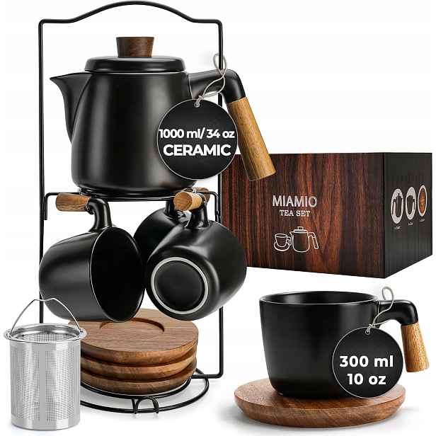 Sada keramických konvic na čaj, konvice 1000 ml, 4 hrnky 300 ml
