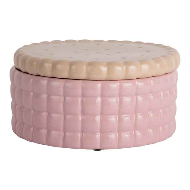 Světle růžový dekorativní keramický úložný box ø 20x10 cm Biscuit Box – PT LIVING