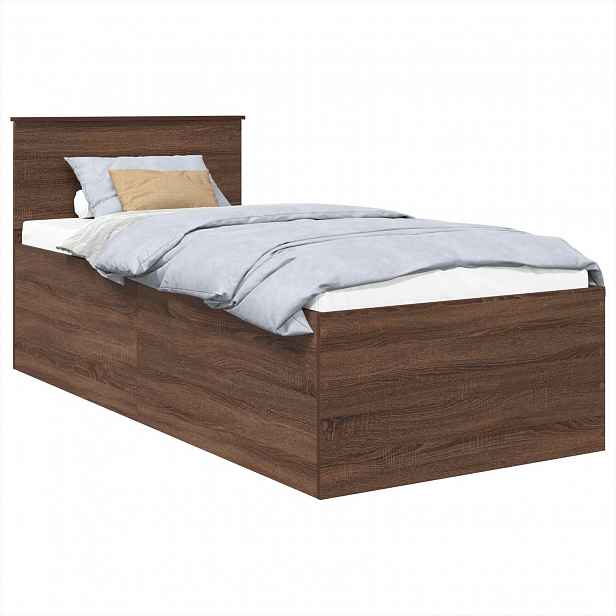 vidaXL Rám postele s čelo Hnědý dub 75 x 190 cm Kompozitní dřevo