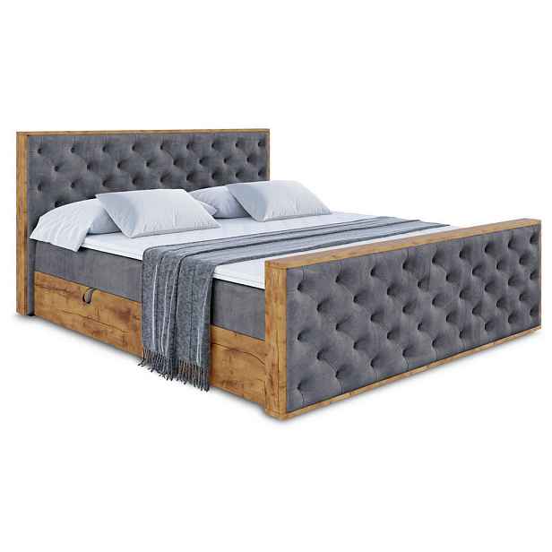 ALTDECOR KONTINENTÁLNÍ POSTEL s matrací H3 - LOLLI3-Z - 200x200 cm Tmavě šedá