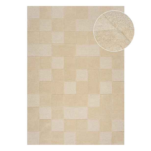 Béžový vlněný koberec 290x200 cm Checkerboard - Flair Rugs