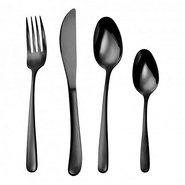 Butlers QUEENS Příbory lesklé set 4 ks - černá