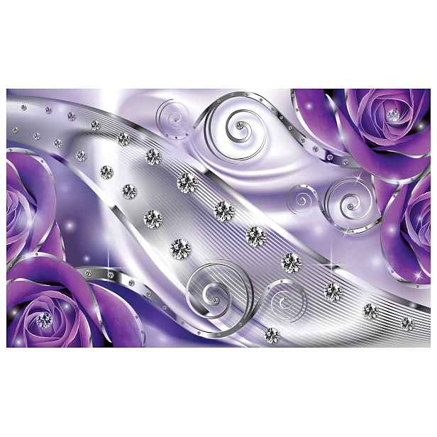 Fototapeta 3D Fialové růže stříbro krystaly elegance vinyl 416x254 lepidlo