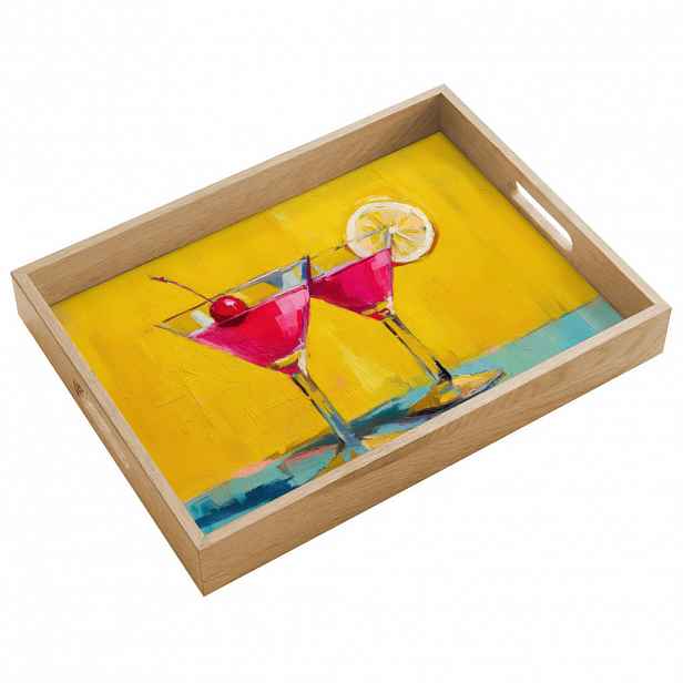 OnlyWow SERVÍROVACÍ PODNOS Sklenice - Koktejl - Citron - Třešeň 40x30 cm