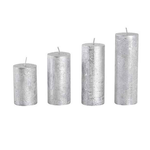 Rustikální adventní svíčka ø4cm PROVENCE 4ks stříbrná