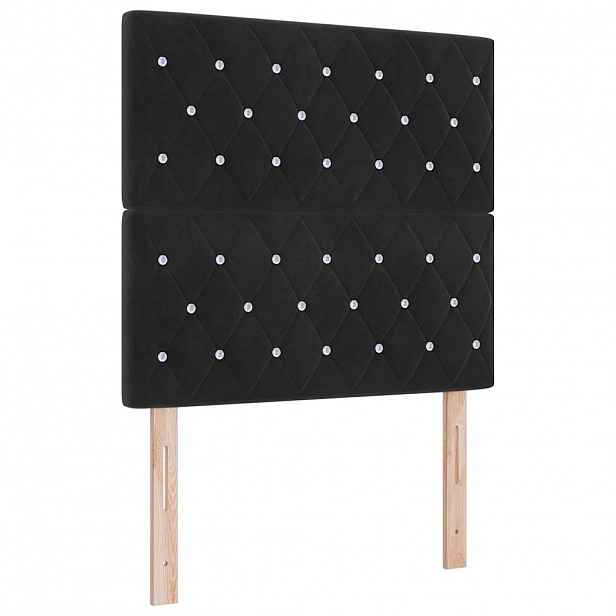vidaXL LED box pružinová postel s matrací Černý 120 x 200 cm samet