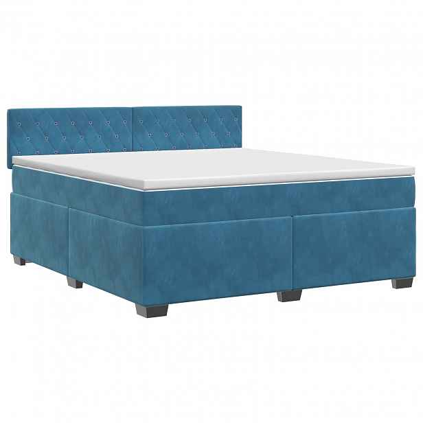 vidaXL Postel boxspring s matrací Tmavě modrá 140 x 200 cm Samet