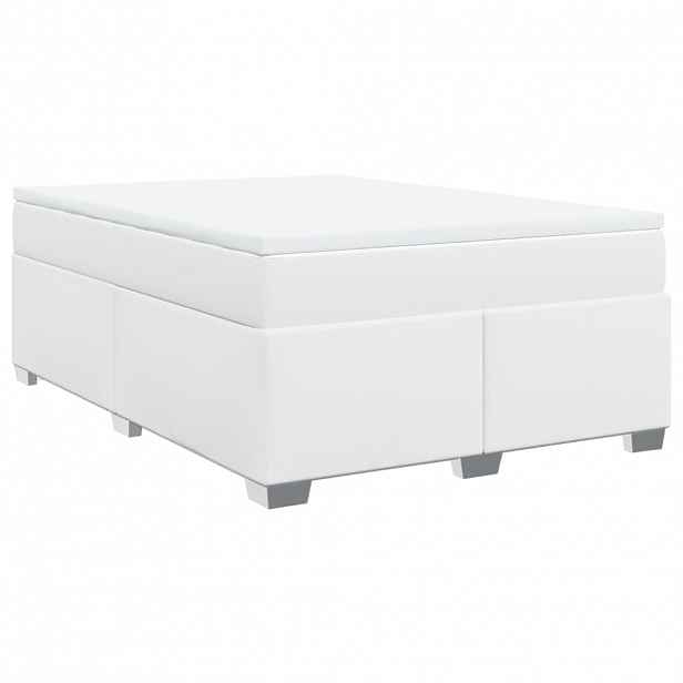 vidaXL Box spring postel s matrací bílá 140x200 cm umělá kůže