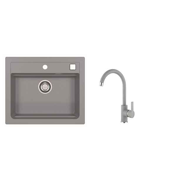 SET ALVEUS ATROX 30/81 + BATERIE TONIA /81 - obdélníkový granitový beton dřez 590x500x200 mm v setu s baterií