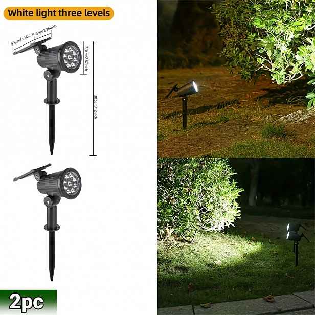 TEMU 2 ks 9 LED solárních bodových světel, IP65 venkovní RGB solární krajinná světla s nastavitelným jasem pro zahradu, dvůr, stromy, dvorek,