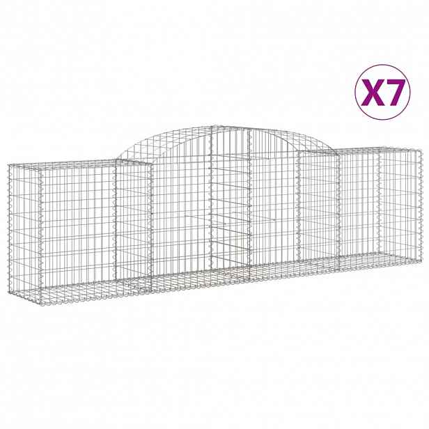 vidaXL Klenuté gabionové koše 7 ks 300x50x80/100 cm pozinkované železo