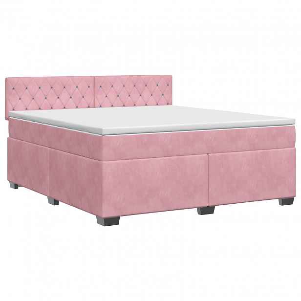 vidaXL Postel boxspring s matrací s čelo Růžová 140 x 200 cm Samet