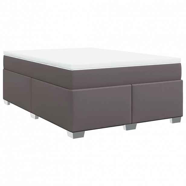 vidaXL Box spring postel s matrací šedá 140x200 cm umělá kůže