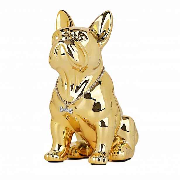 Buldoček Zlatý Figurka dekorativní socha glamour zlata 23 cm socha buldoka