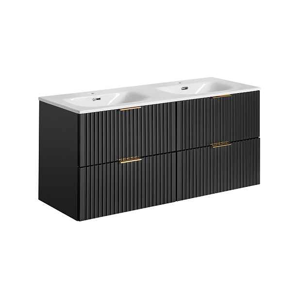 Comad Závěsná skříňka Casad Sky se zápustným umyvadlem 120 cm černá/bílá