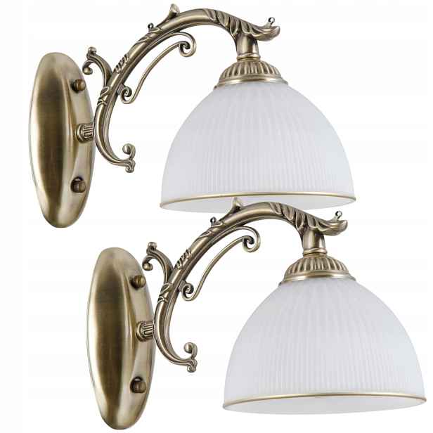 Sada 2 x nástěnná lampa klasická mosazná skleněná bílá lampa Ita