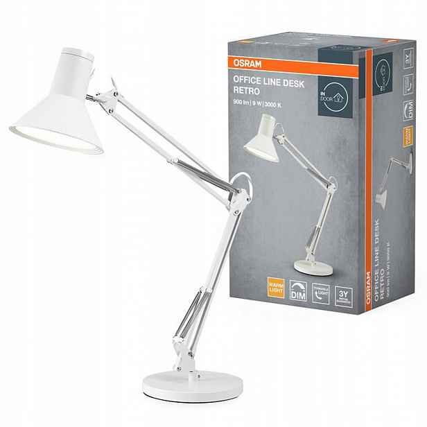 Stolní Led stolní lampa stmívatelná 9W 3000K 617lm Bílá Office Line