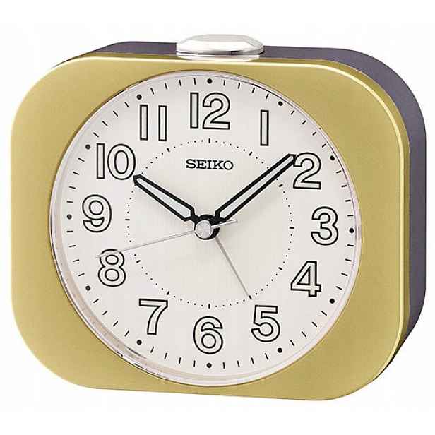 Střední Zlatý Budík Seiko QHE206G Alarm Narůstající Do Tichého Mechanismu