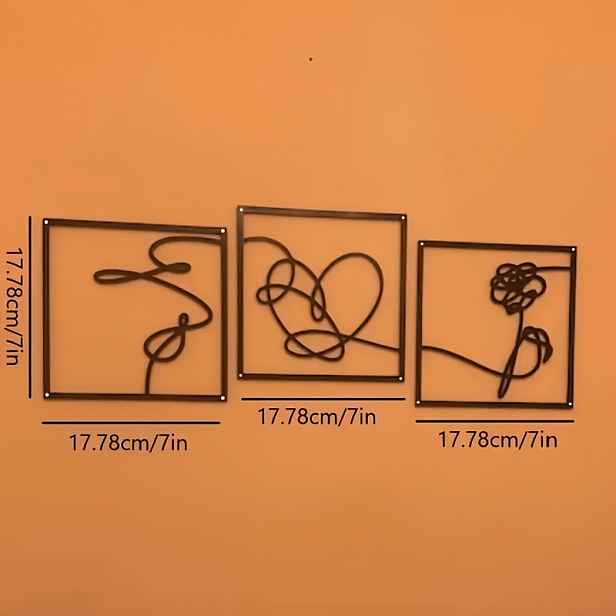 TEMU Minimalistické kovové logo Love Yourself - Černá železná umělecká abstraktní silueta růže, nástěnná dekorace, moderní domácí dekorace do