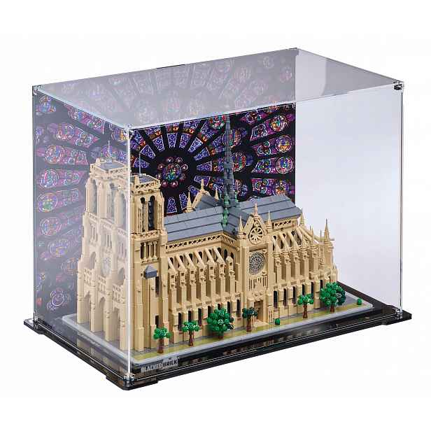 Vitrína s pozadím Blacked Brick pro Lego 21061 Architecture Notre-Dame v Paříži