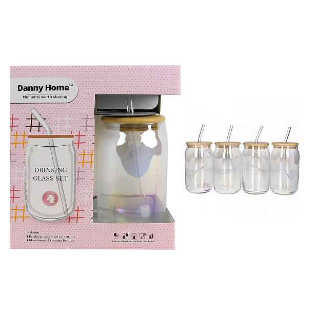 PROHOME - Sklenice s víčkem 480ml 4ks