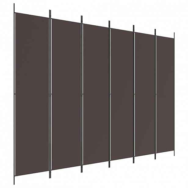 vidaXL 6dílný paraván hnědý 300 x 220 cm textil