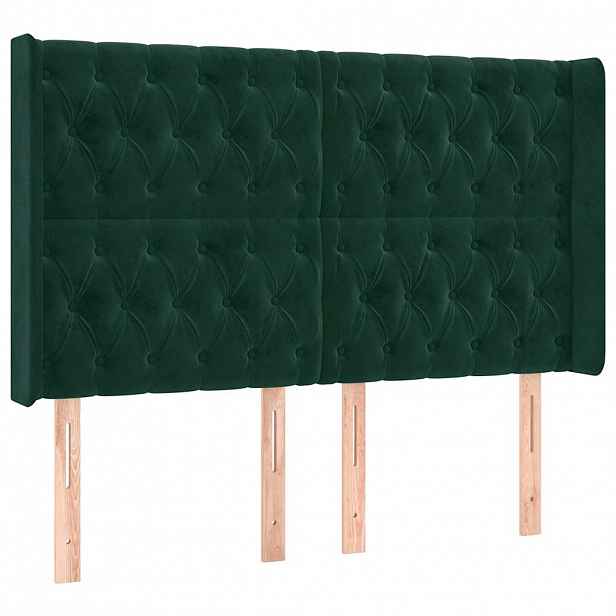 vidaXL Čelo postele typu ušák tmavě zelená 163x16x118/128 cm samet