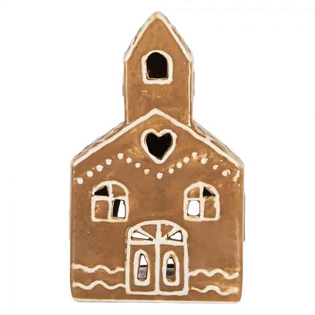Hnědá keramická chaloupka na čajovou svíčku Gingerbread Cott - 10*10*16 cm Clayre & Eef