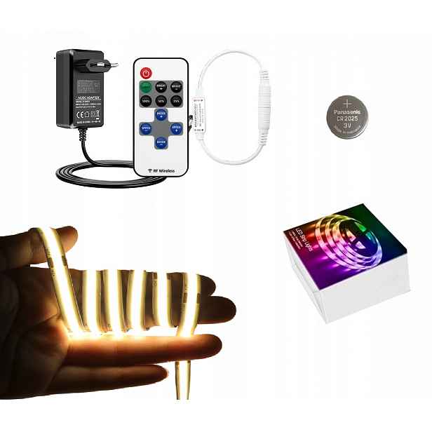 Led páska Neon Cob 24V 10 m 320d 3000K Bílá Teplá Homogenní 8MM Set