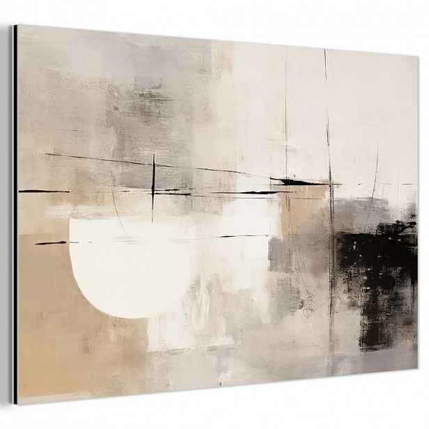 MuchoWow KOVOVÝ OBRAZ Abstraktní - Umění - šedá 90x60 cm