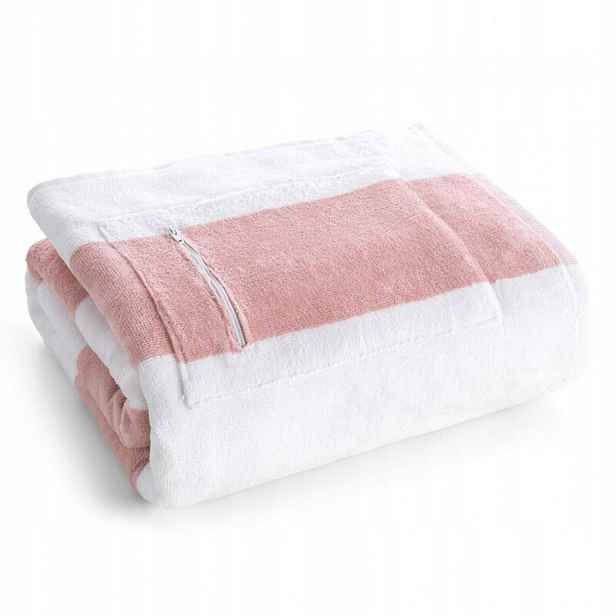 Plážový ručník 90x170 Lagun růžový s kapsou na zip 380 g/m2 bavlněný