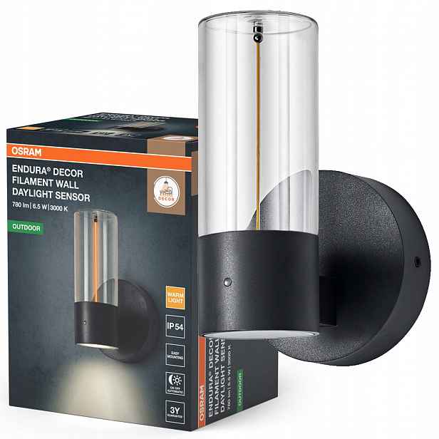 Zahradní nástěnné svítidlo Led Fasádní lampa Snímač soumraku 6.5W 3000K IP54