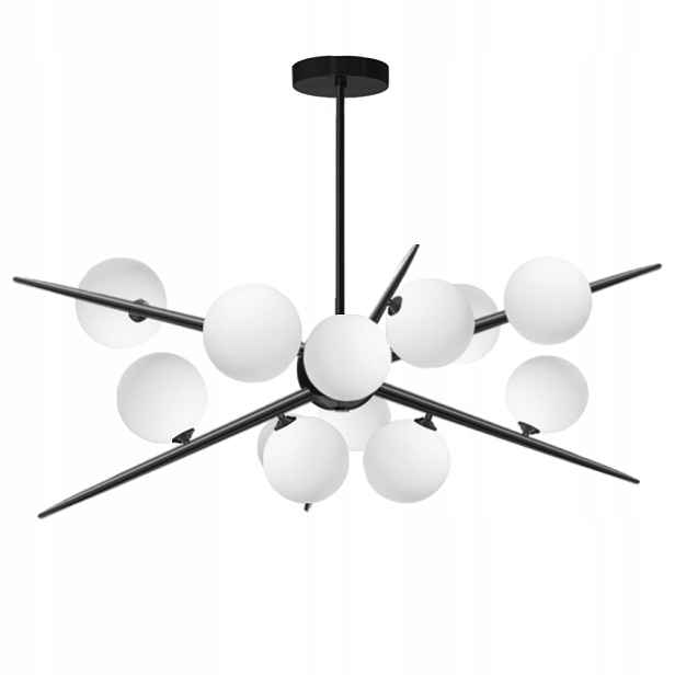 Závěsná Stropní Lampa Černé Skleněné Koule 12 G9