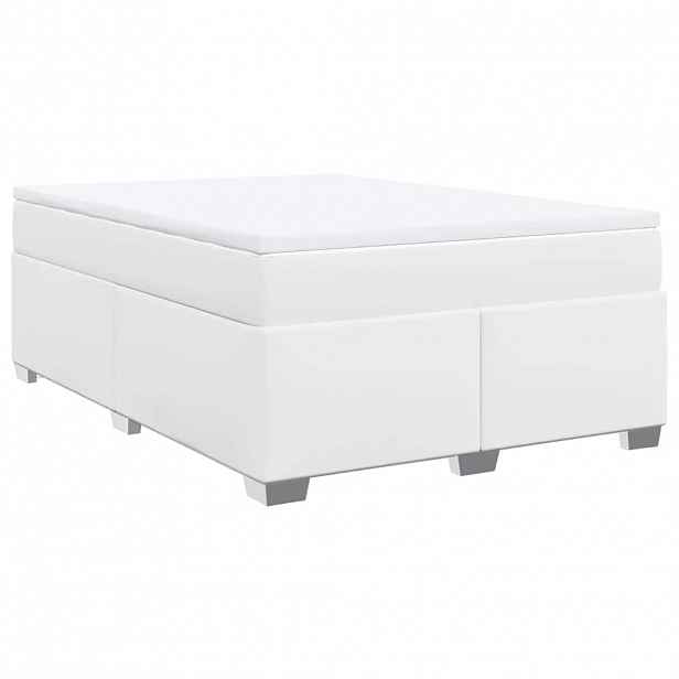 vidaXL Box spring postel s matrací bílá 160x200 cm umělá kůže