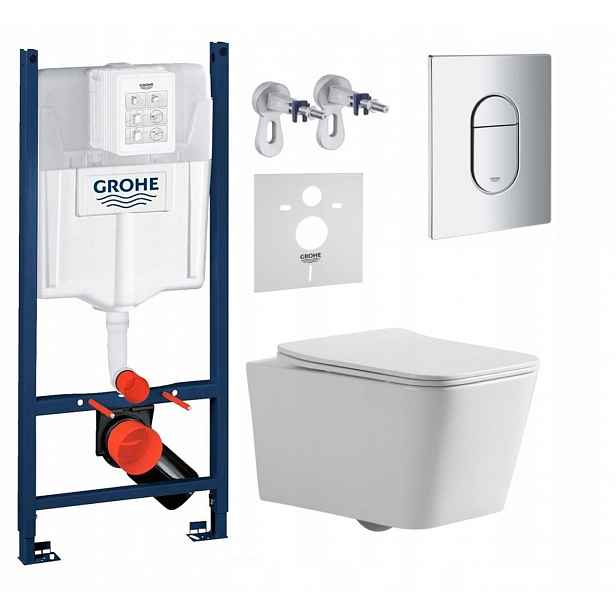 Sada Wc rámu Grohe Rapid s mísou Wc Imprese Tornado a chromovým tlačítkem