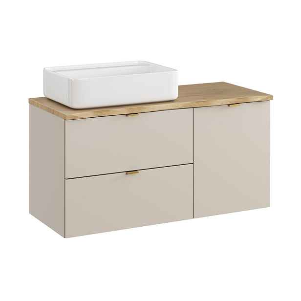 Comad Závěsná skříňka Dalia Cashmere Nature Magic s košem na prádlo, deskou a umyvadlem 100 cm kašmírová/dub cremona