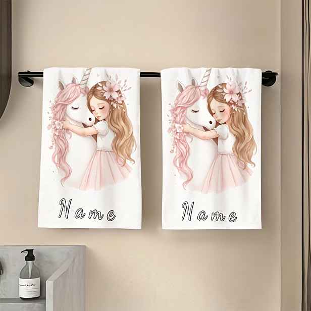 TEMU 1 ks, Ručník s vlastním jménem Jednorožec, Kreslený Anime Pruhovaný Design, Ručník do koupelny, Absorpční Rychleschnoucí Ručník, Ručník v