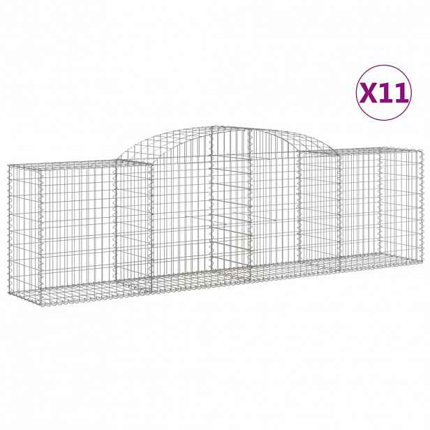 vidaXL Klenuté gabionové koše 11ks 300x50x80/100 cm pozinkované železo
