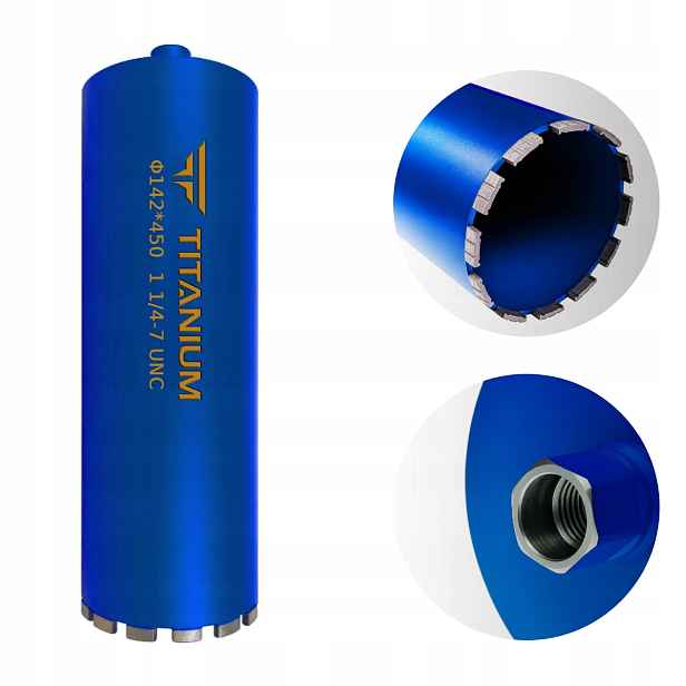 Vrták do betonu korunkový vrták 142 mm 450 mm Titanium