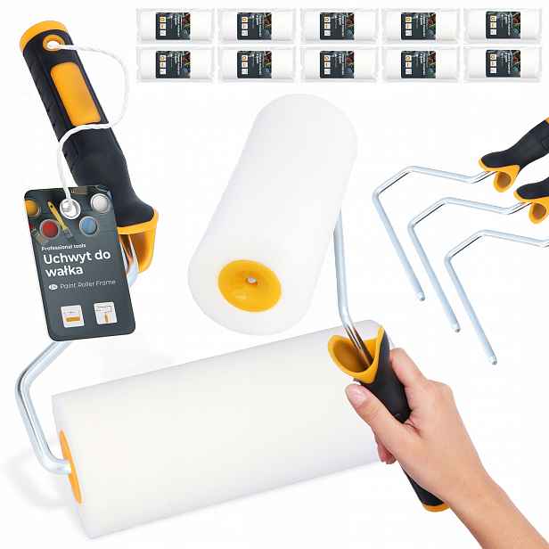 10x Malířský váleček Pěnový Houbový 18 cm Malování nábytku Stropů 3x Rukojeť