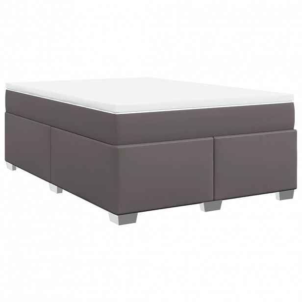 vidaXL Box spring postel s matrací šedá 160x200 cm umělá kůže
