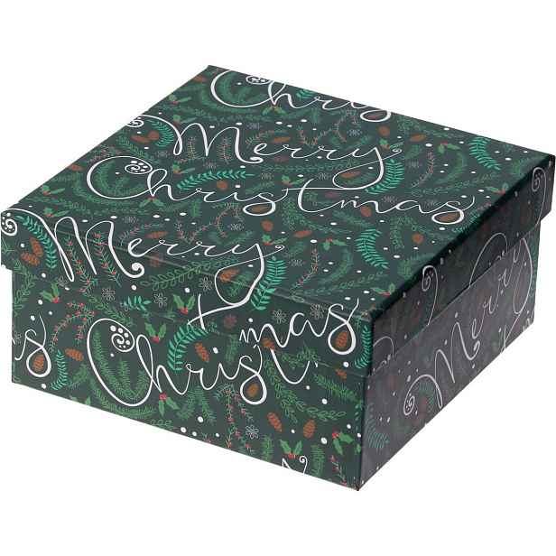 Dárkový vánoční box, zelená, 14,5x7x14,5cm