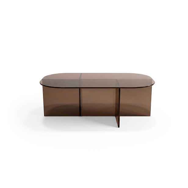 Hnědý konferenční stolek se skleněnou deskou 60x110 cm Eclat – MOME