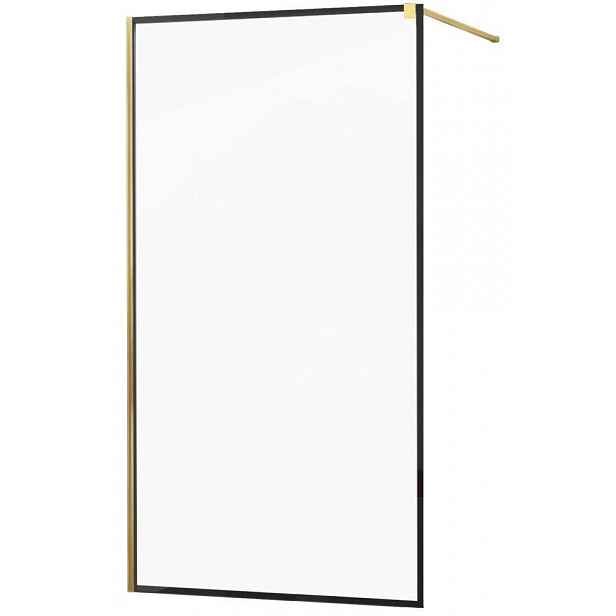 MEXEN - KIOTO Sprchová zástěna WALK-IN 60x200 cm 8 mm, zlatá, černý profil 800-060-101-50-70