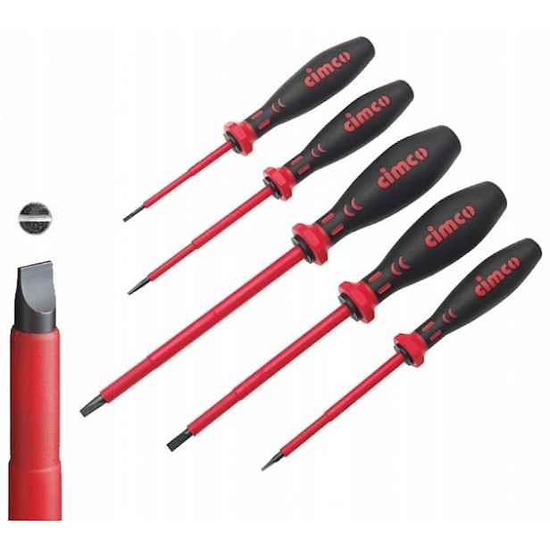 Šroubovák izolovaný plochý 1000V 2,5 mm 3,5 mm 4,0 mm 5,5 mm 6,5 mm Sada 5 ks