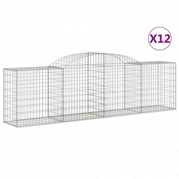 vidaXL Klenuté gabionové koše 12ks 300x50x80/100 cm pozinkované železo
