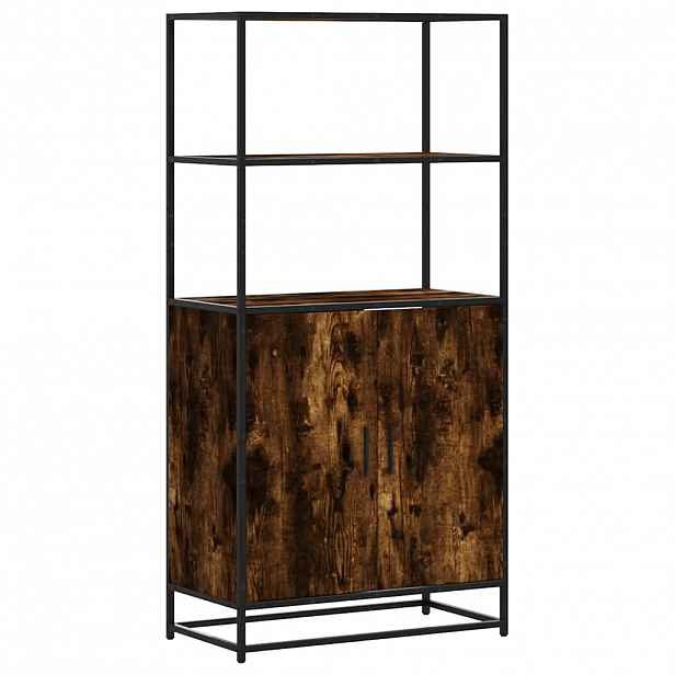 vidaXL Skříň highboard kouřový dub 68x35x139cm kompozitní dřevo a kov