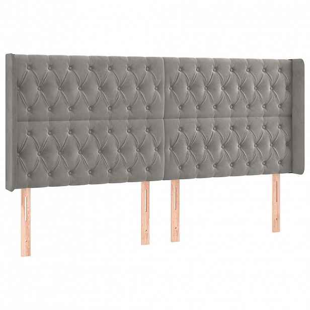 vidaXL Čelo postele typu ušák světle šedé 183x16x118/128 cm samet