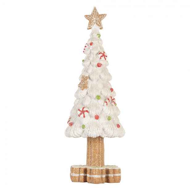Bílý cukrový stromek s perníkovou hvězdou - Ø 12*33 cm  Clayre & Eef